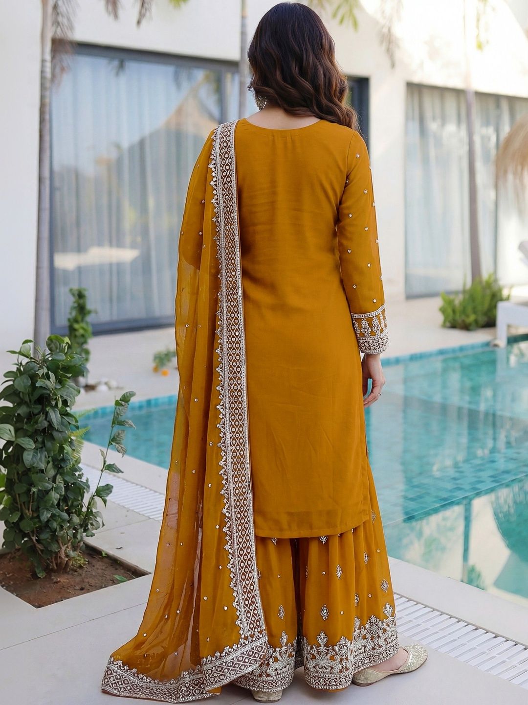 Dhiyona SN Embroidered Round Neck Kurta & Sharara With Dupatta