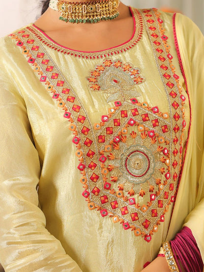 Dhiyona SC Women Ethnic Motifs Embroidered Kurta with Sharara & Dupatta