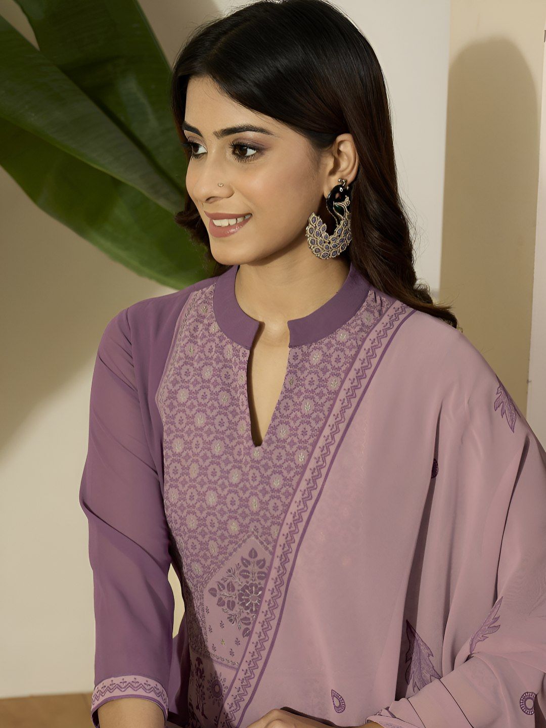 Dhiyona IN Women Floral Printed Anarkali Kurta with Palazzos & Dupatta