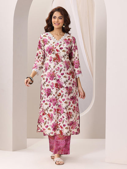 Women Floral Printed Regular Kurta with Trousers