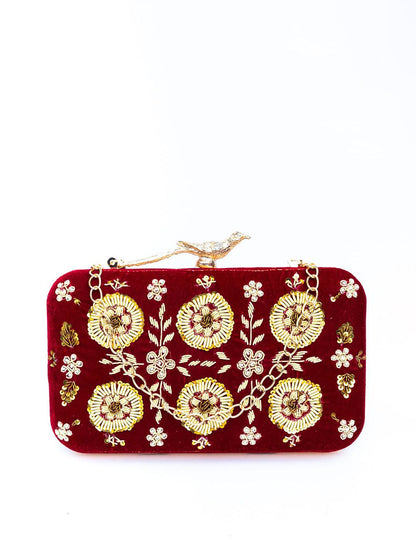 Dhiyona NR Floral Embroidered Box Clutch