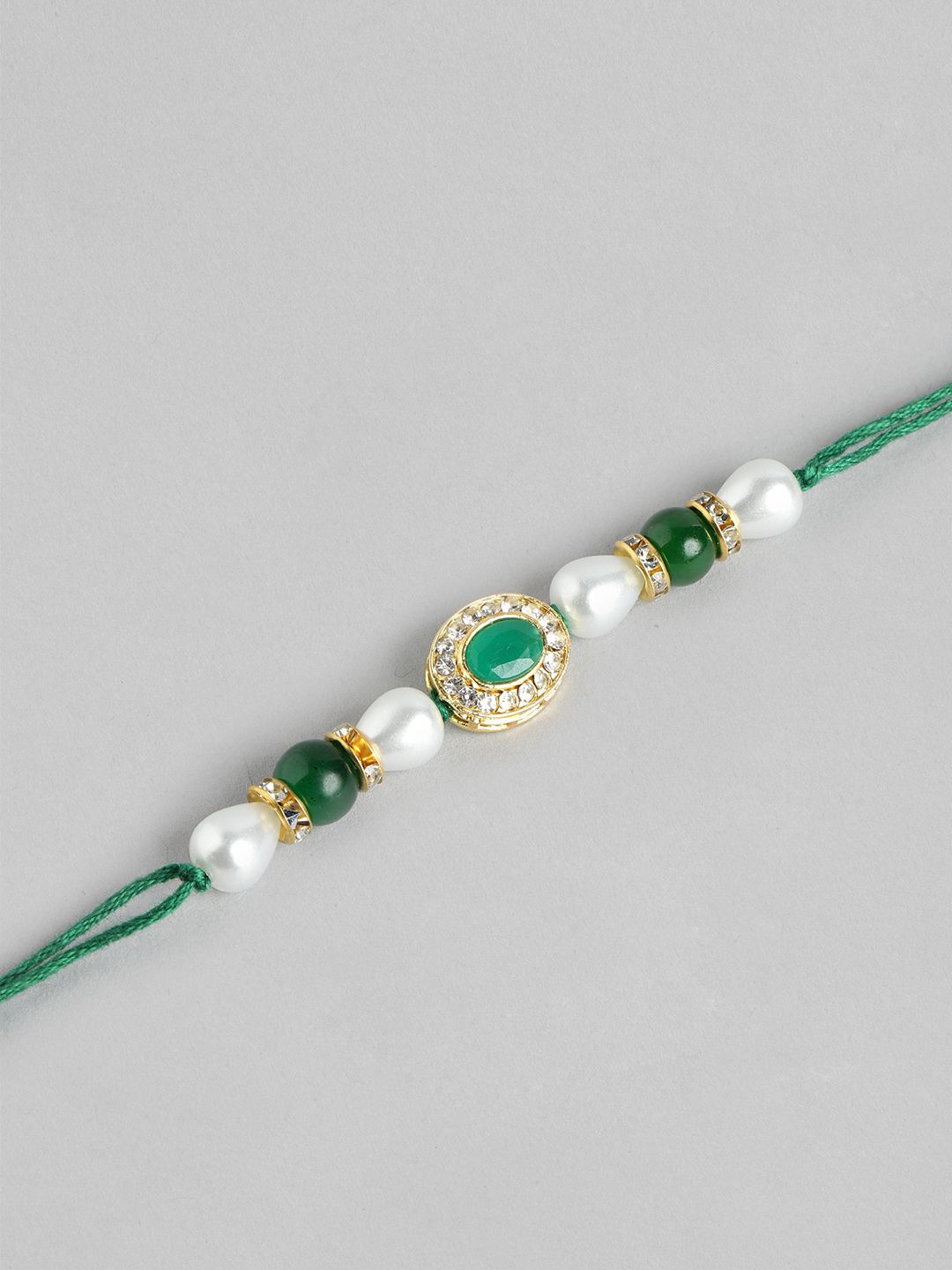 Dhiyona Unisex Set of 2 Beaded Bhai Bhabhi Rakhis With Roli & Chawal