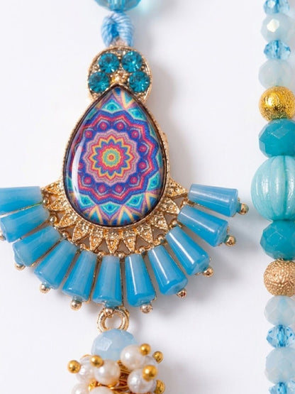 Dhiyona Set Of 2 Transparent Beads Pear Shape Bhaiya Bhabhi Rakhi With Roli Chawal Chandan