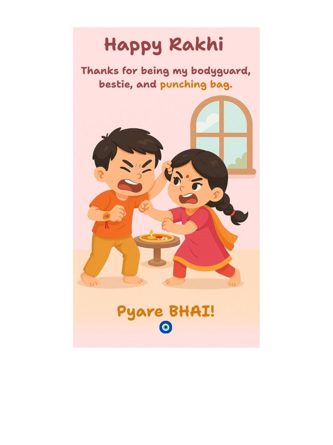 Dhiyona Thread Rakhi Greeting Card & Roli Chawal