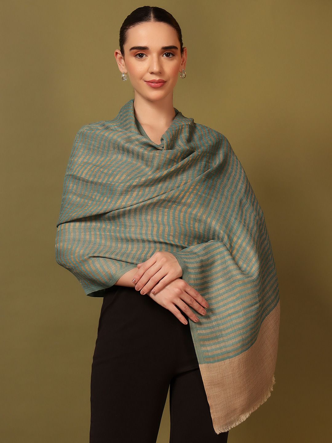 Dhiyona PA Striped Wool Reversible Shawl