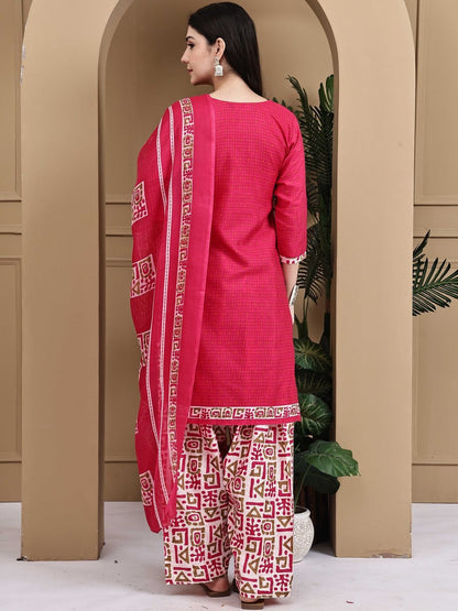 Dhiyona KL Women Printed Cotton Blend Kurta Sets With Dupatta