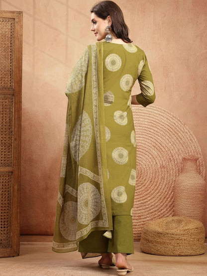 Women Ethnic Motifs Printed Regular Kurta with Palazzos & With Dupatta