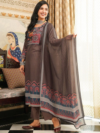 Dhiyona KL Ethnic Motifs Printed Kurta with Trousers & Dupatta