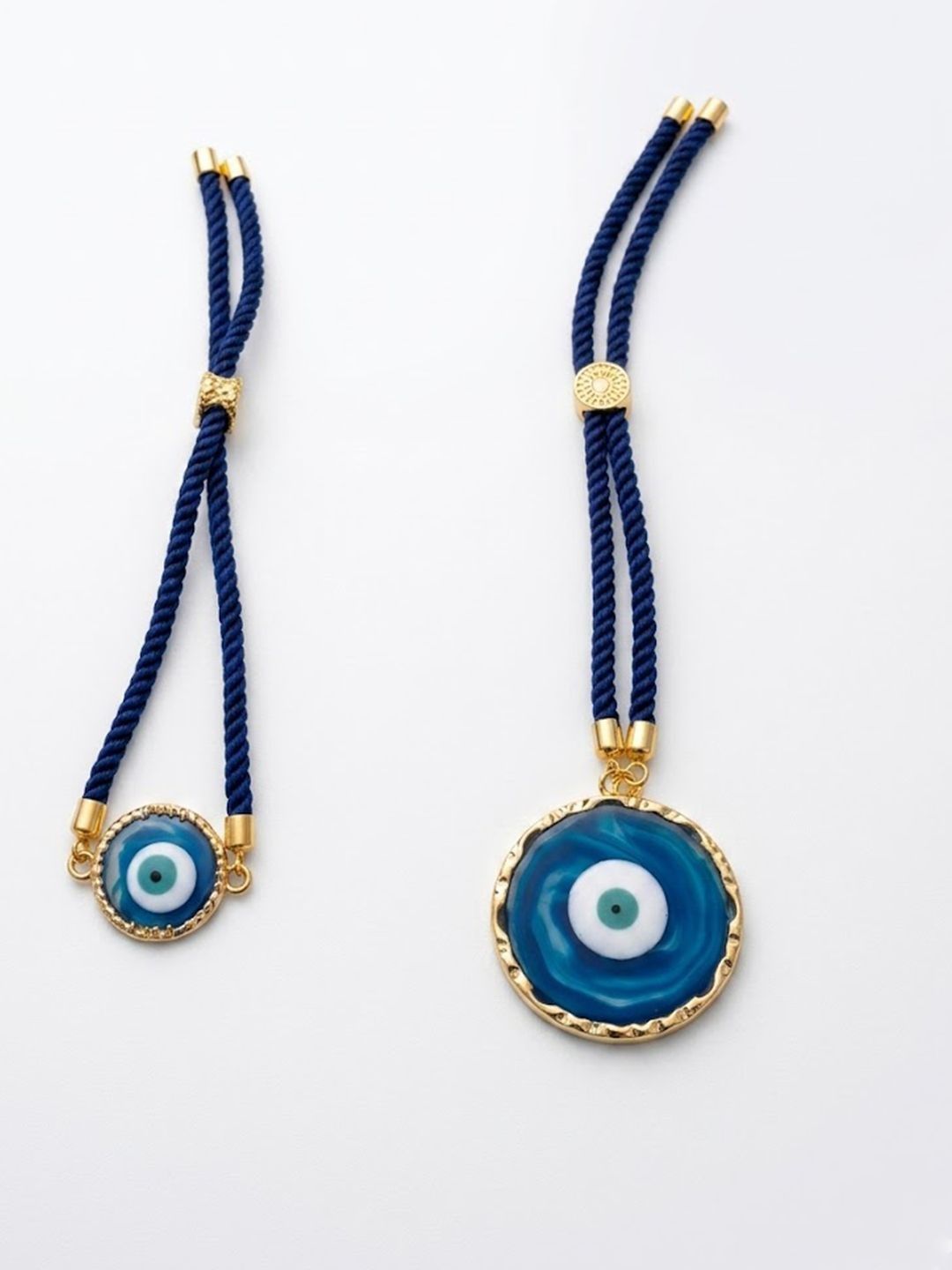 Dhiyona Set Of 2 Blue Evil Eye Resin Design Bhaiya Bhabhi Wraparound Rakhi