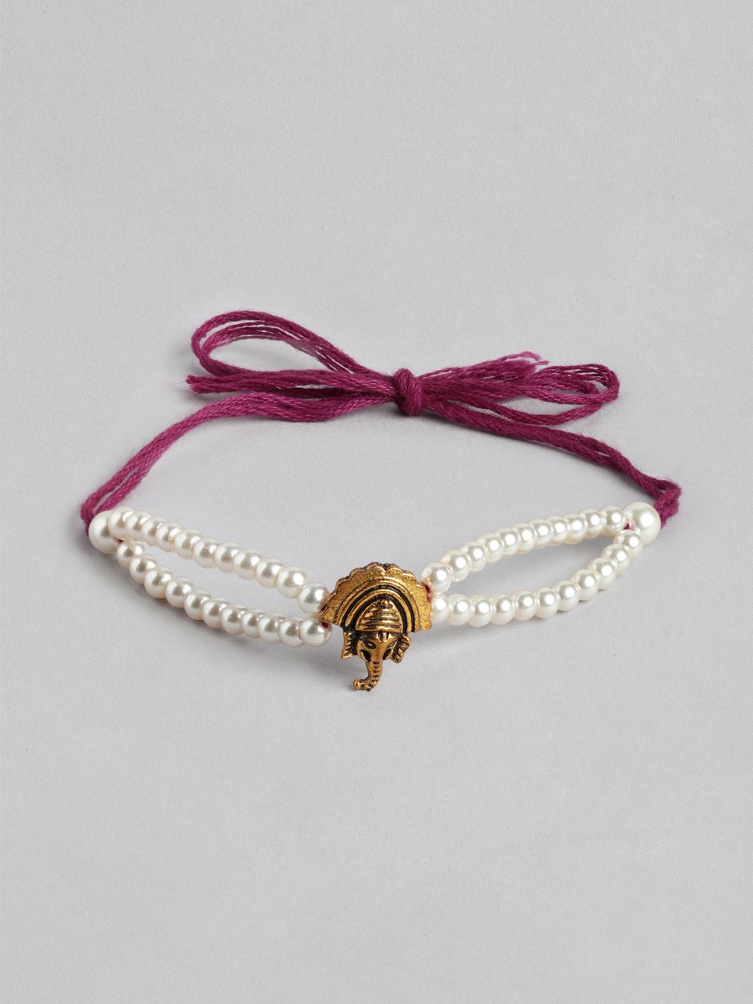 Dhiyona Unisex Set of 2 Beaded Bhai Bhabhi Rakhis With Roli & Chawal