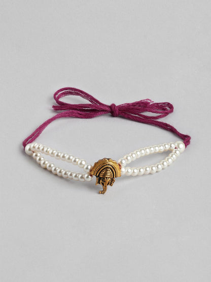 Dhiyona Unisex Set of 2 Beaded Bhai Bhabhi Rakhis With Roli & Chawal