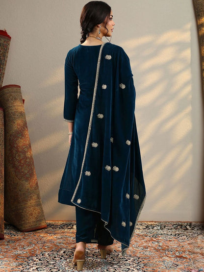 Dhiyona LL Women Ethnic Motifs Embroidered Kurta with Palazzo & Dupatta