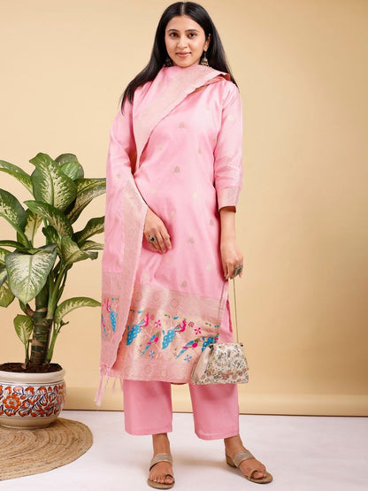 Dhiyona KL Women Ethnic Motifs Regular Thread Work Kurta with Palazzos & With Dupatta