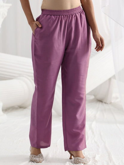 Women Regular Thread Work Kurta with Trousers & With Dupatta