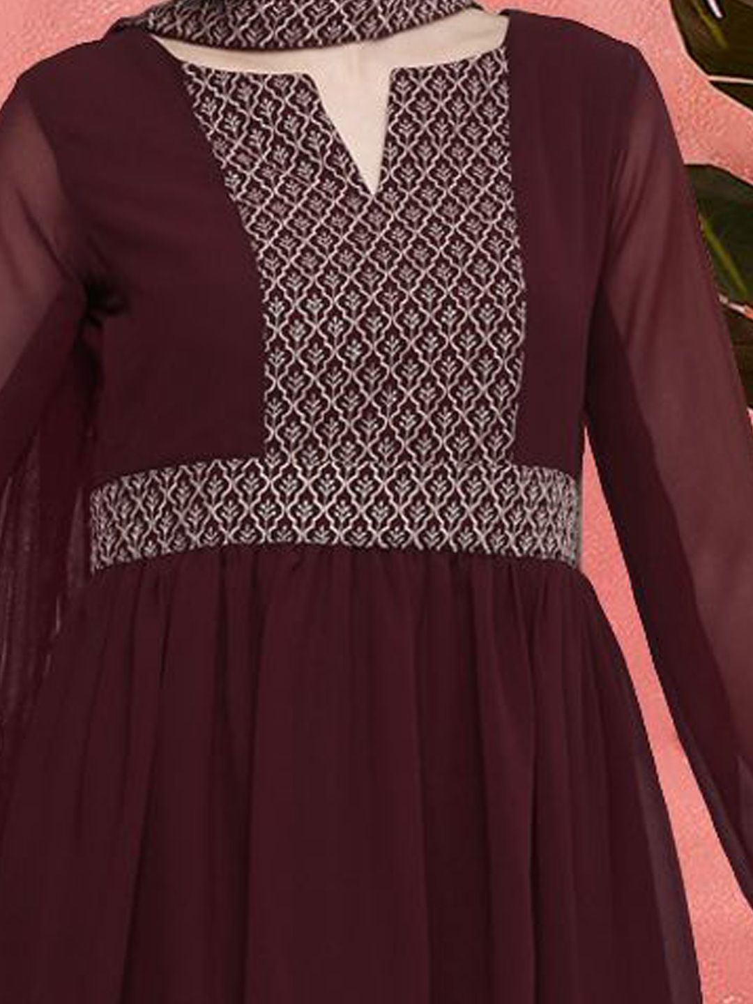 Dhiyona SN Sangrias Floral Yoke Design Empire Silk Georgette A-Line Kurta With Sharara & Dupatta