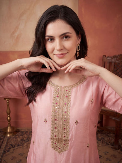 Women Ethnic Motifs Embroidered Regular Sequinned Kurta with Trousers & With Dupatta