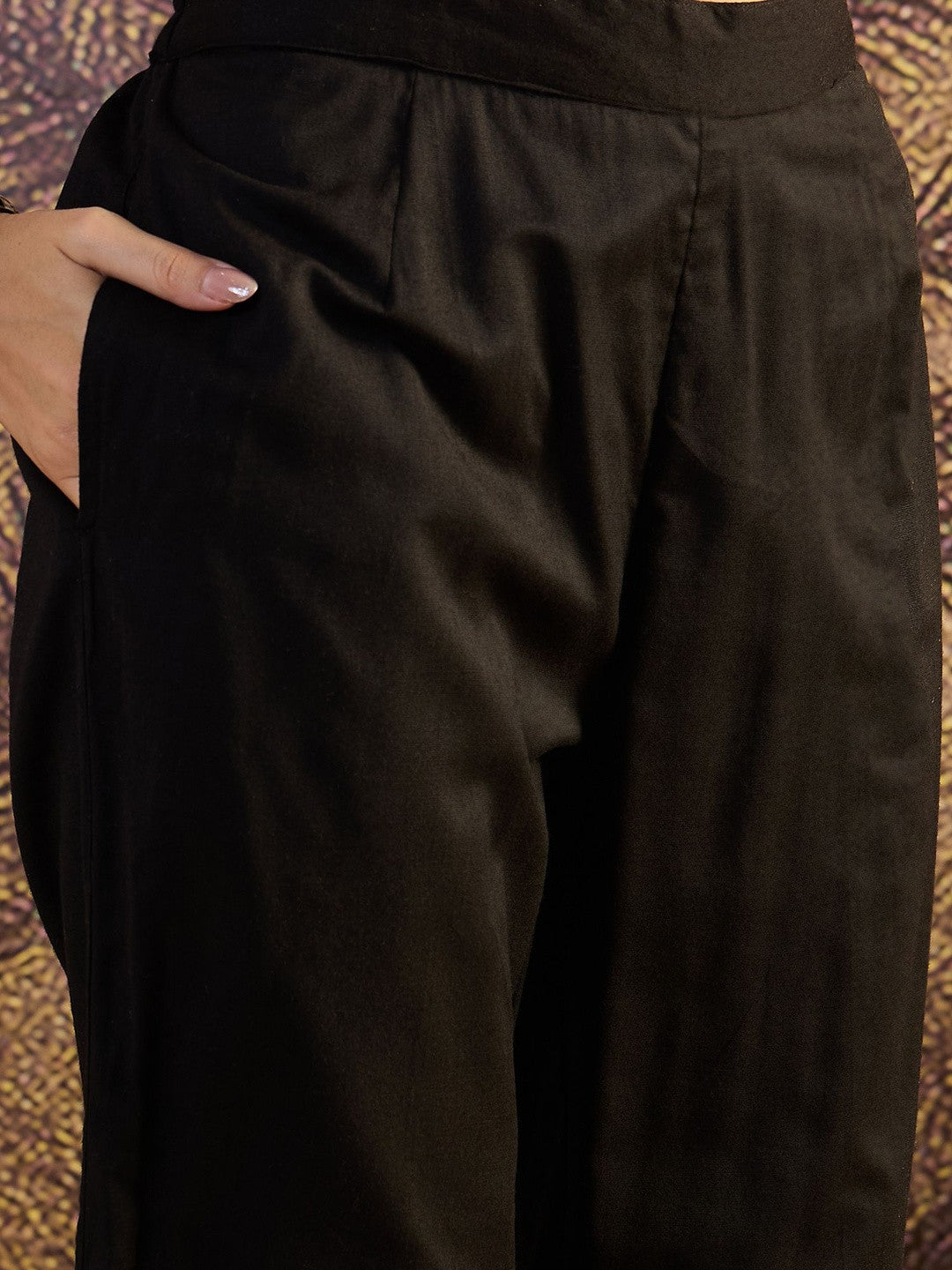 Pashmina Qazmi Winter Black Kashmiri Aari Embroidery work Kurta set