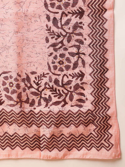 Dhiyona KL Floral Printed Round Neck Straight Kurta With Trousers & Dupatta