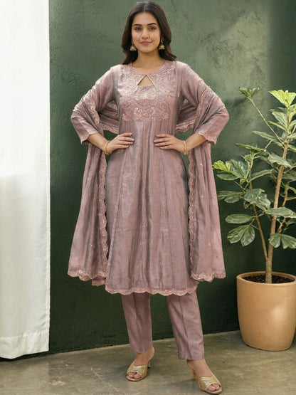 Embroidered Boat Neck Kurta Sets