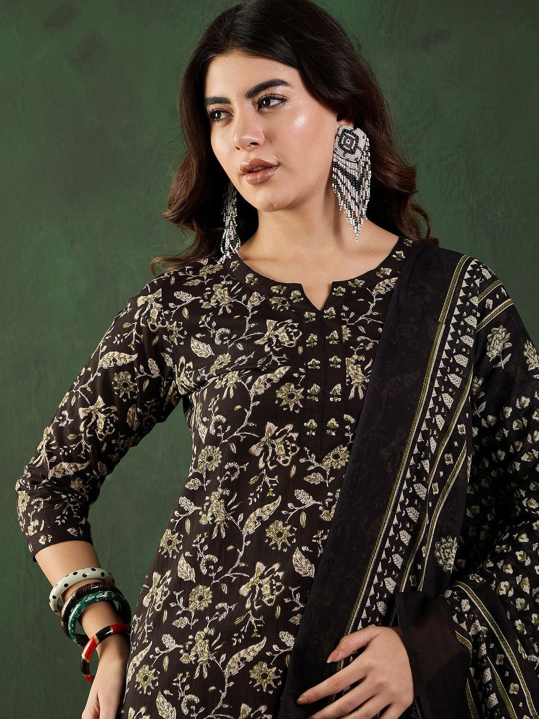 Printed Pure Cotton Round Neck Kurta & Trousers Kurta Set