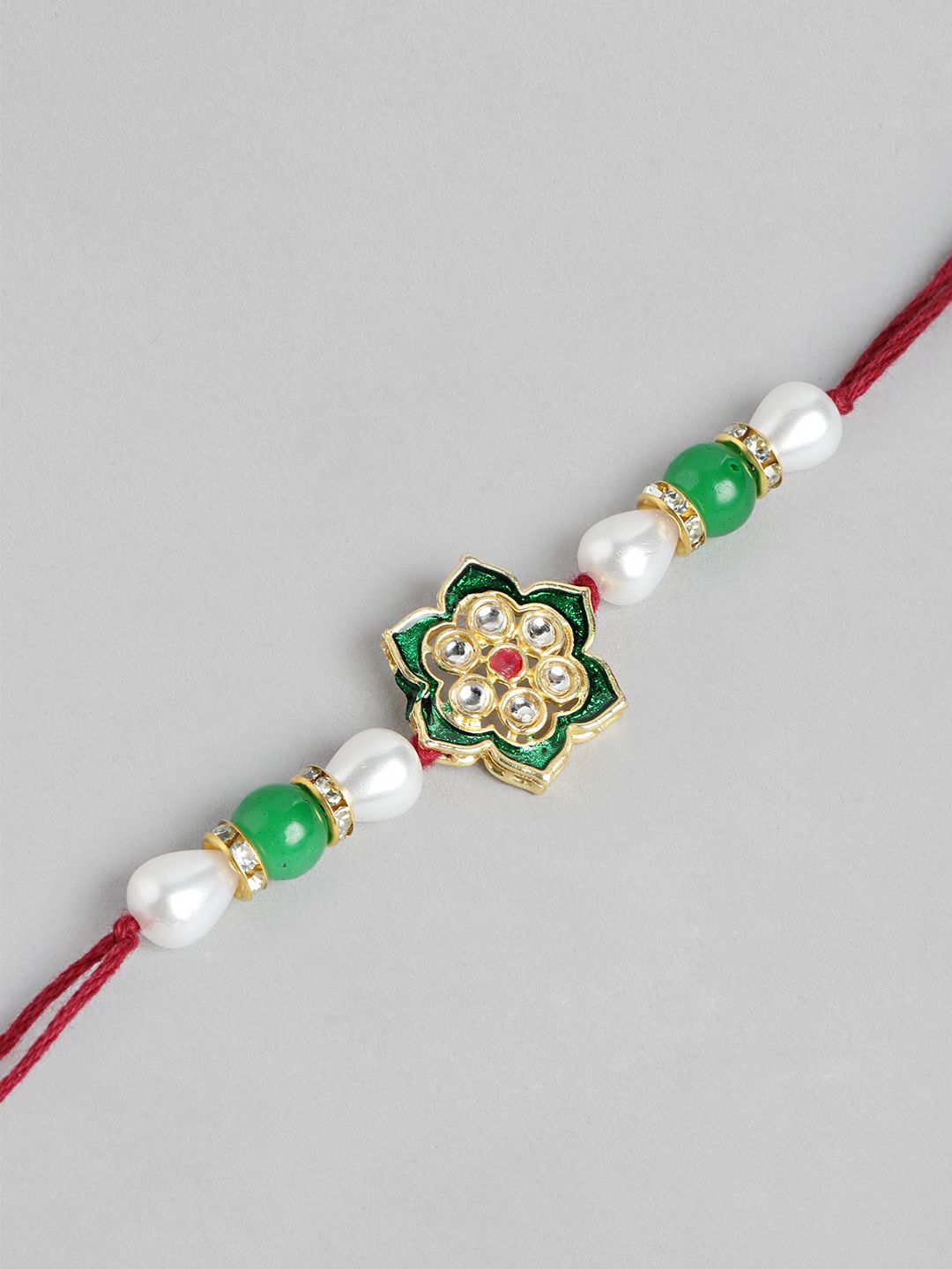 Dhiyona Unisex Set of 2 Beaded Bhai Bhabhi Rakhis With Roli & Chawal