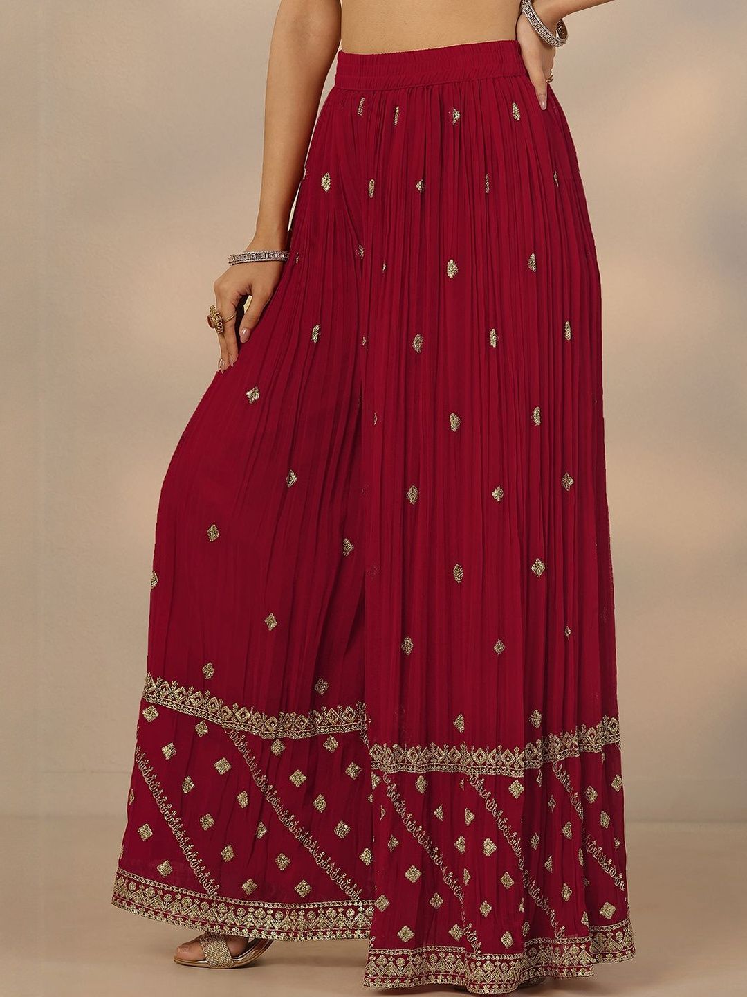 Dhiyona LL Women Ethnic Motifs Embroidered Regular Kurta with Sharara & With Dupatta