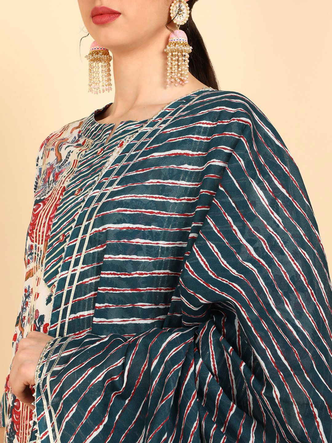 Dhiyona HOP Floral Printed Pure Cotton Straight Kurta Sharara With Dupatta