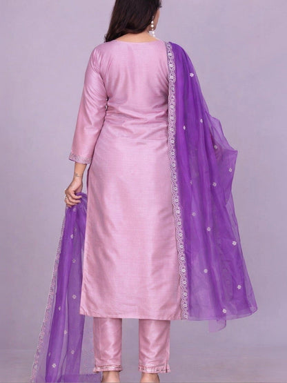 Women Ethnic Motifs Embroidered Regular Thread Work Kurta with Trousers & With Dupatta