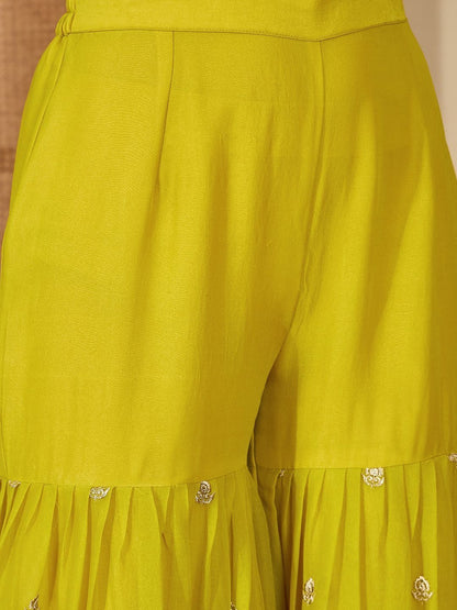 Dhiyona SN Ethnic Motifs Embroidered Zari Kurta with Sharara & Dupatta
