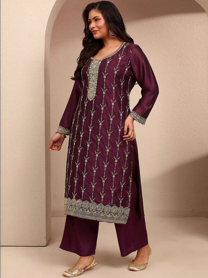 Dhiyona Women's Ethnic Motifs Thread Work Kurta with Trousers & With Dupatta