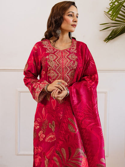 Dhiyona KL Women Floral Printed Kurta with Sharara & Dupatta