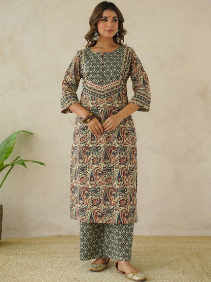 Dhiyona KL Women Pure Cotton Kurta with Trousers & With Dupatta