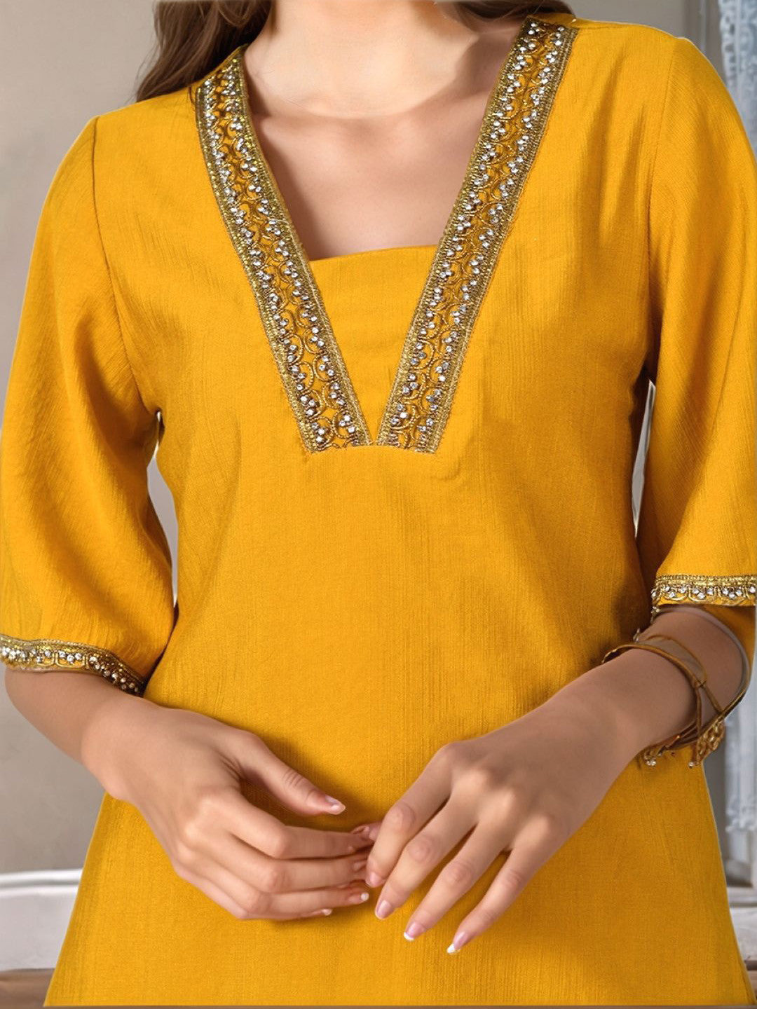 Women Solid Ethnic Kurta with Dhoti Pant