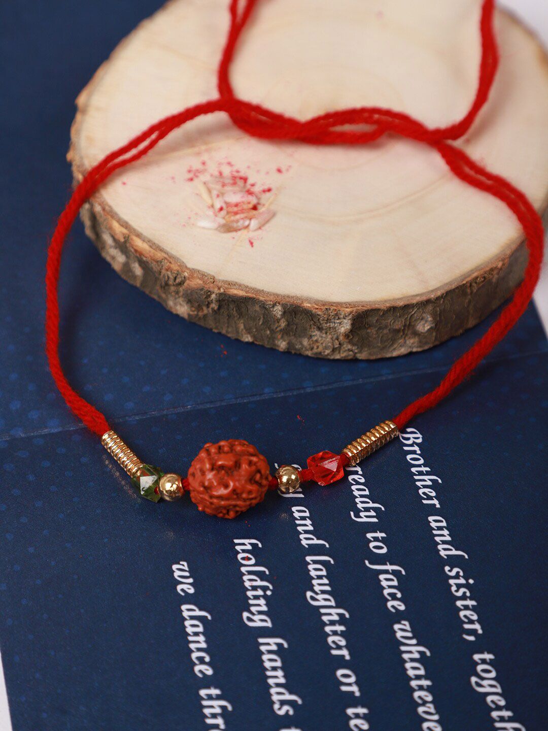 Dhiyona Butterfly Beaded Rakhi Greeting Card & Roli Chawal Card