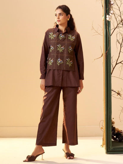 Tisca Mulberry embroidery co-ord set