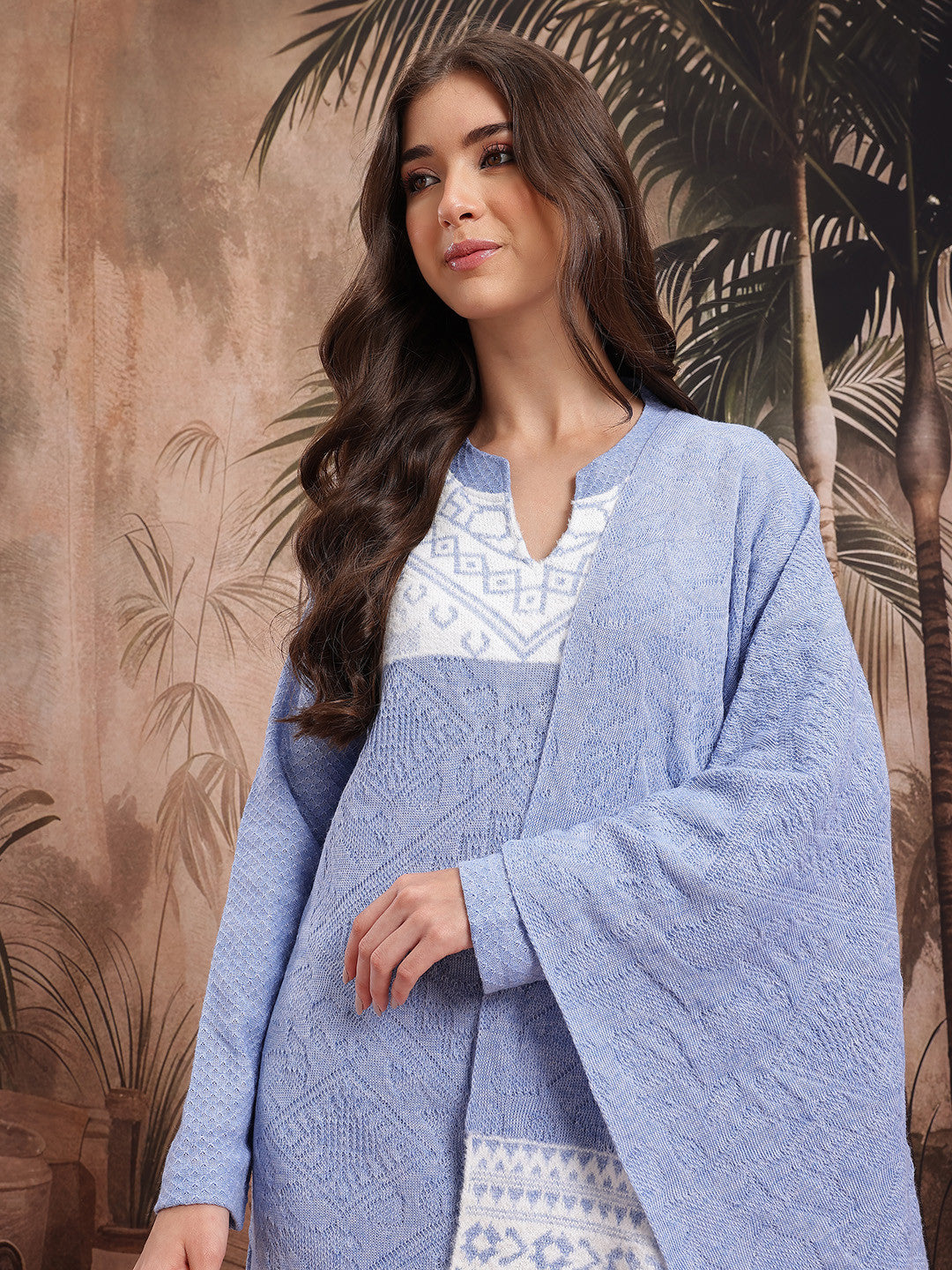 Dhiyona SN Ethnic Motifs Woolen Straight Winter Kurta With Trousers & Dupatta