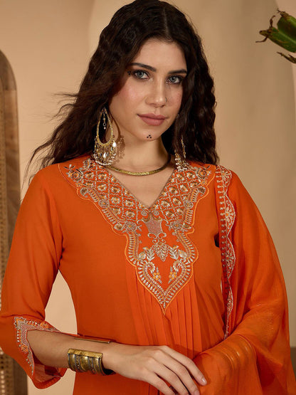 Women Ethnic Motifs Embroidered A-Line Kurta with Trousers & Dupatta