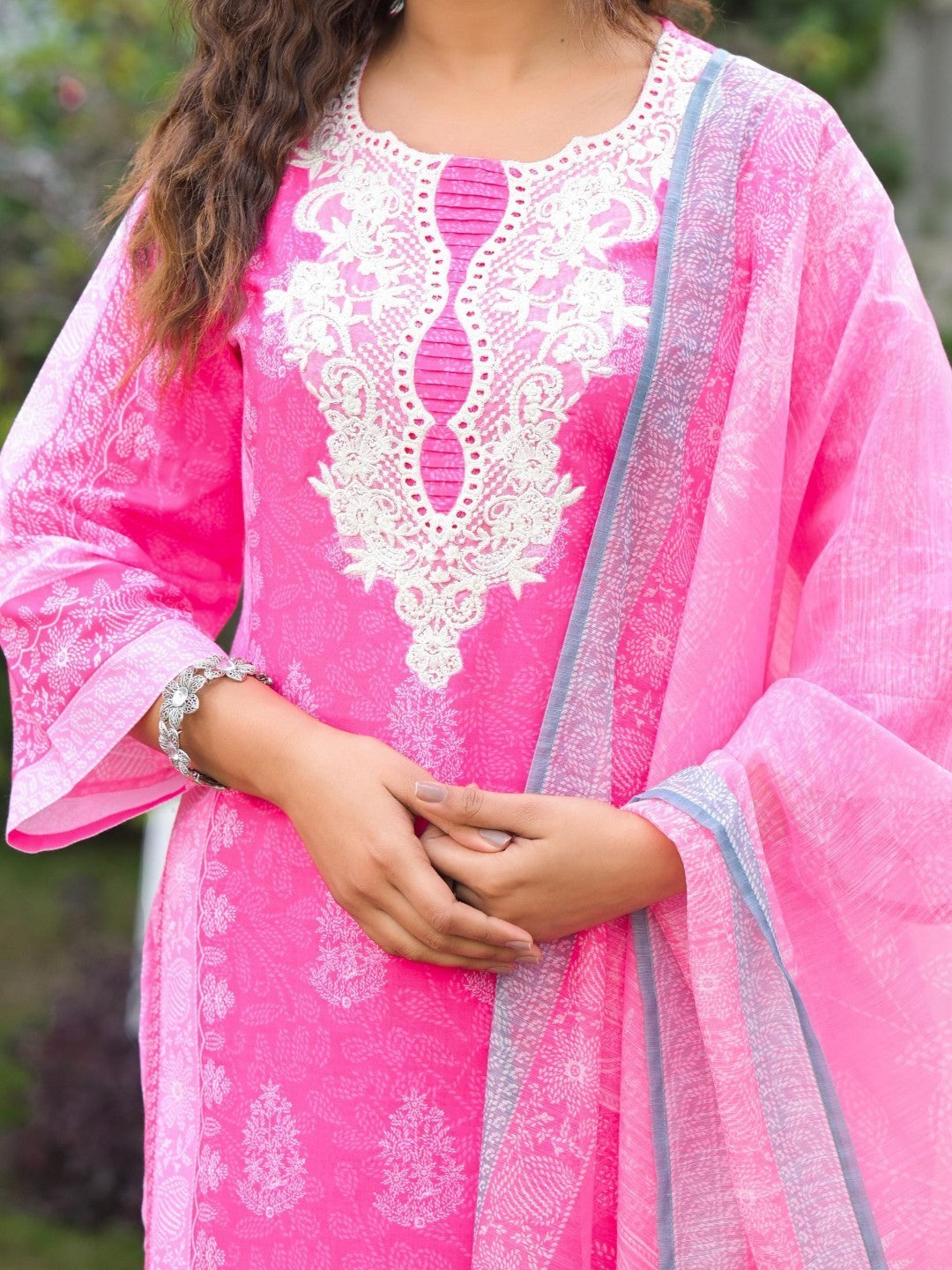 Tridhara Rose Cotton suit set