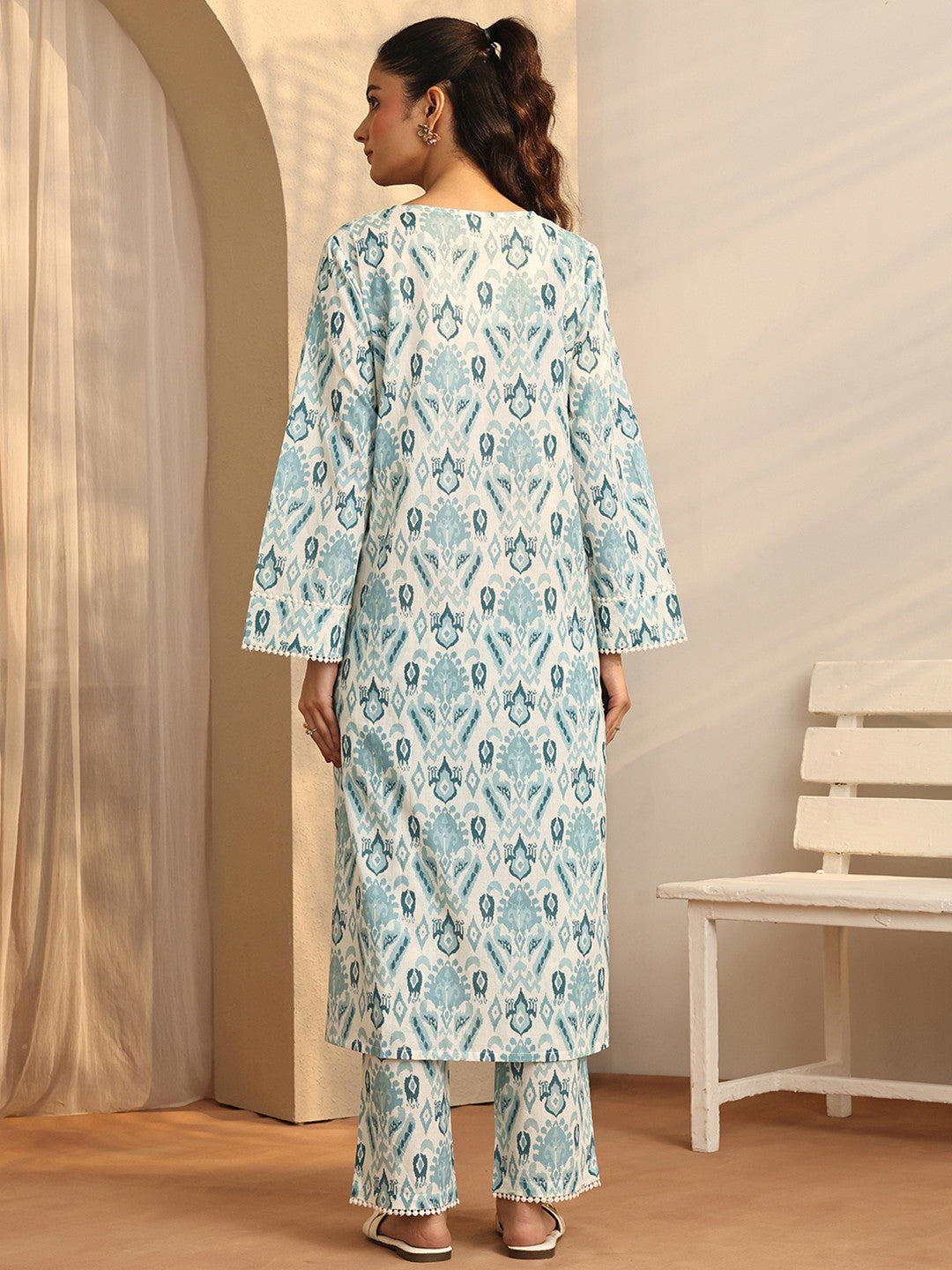 Women Ethnic Motifs Printed Regular Thread Work Kurta with Palazzos