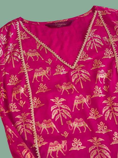 Printed Straight Kurta & Salwar With Dupatta