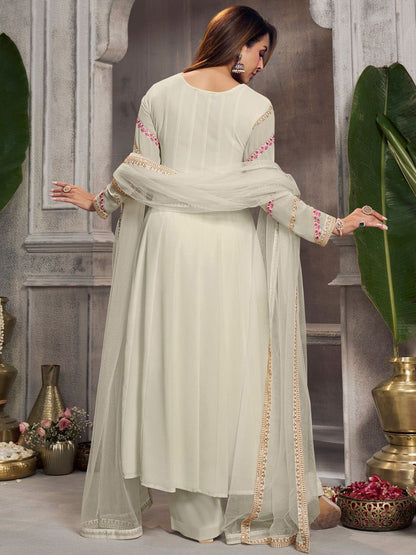 Dhiyona IN Women Floral Embroidered Anarkali Kurta with Palazzo & Dupatta