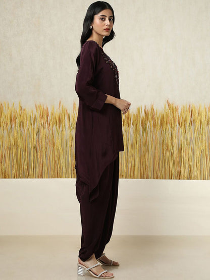 Dhiyona SO Women's Women Regular Beads and Stones Kurta with Dhoti Pants