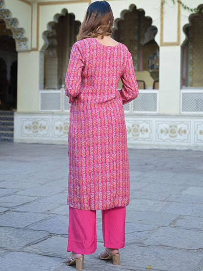 Dhiyona KL Women Pink Silk Blend Kurta Sets