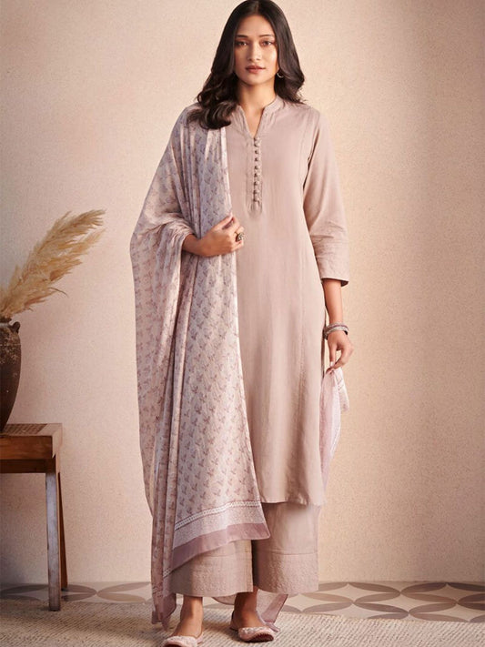 Dhiyona KL Women Floral Regular Beads and Stones Kurta with Palazzos & With Dupatta