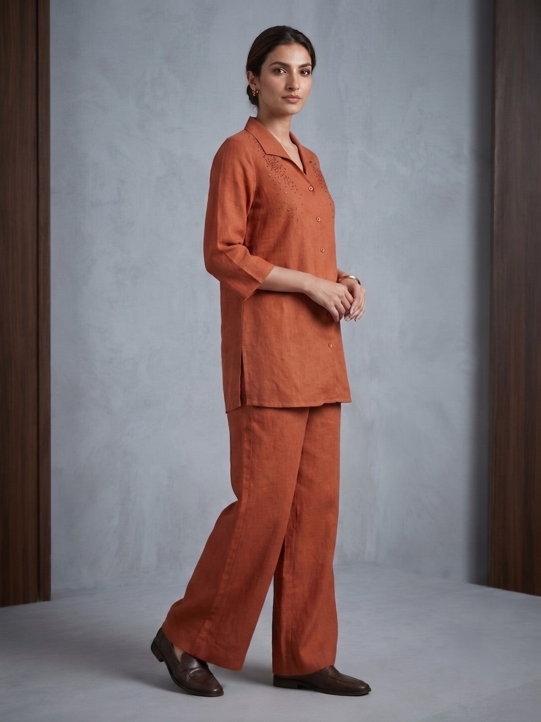 Prisha Rust Cotton Co-Ord set