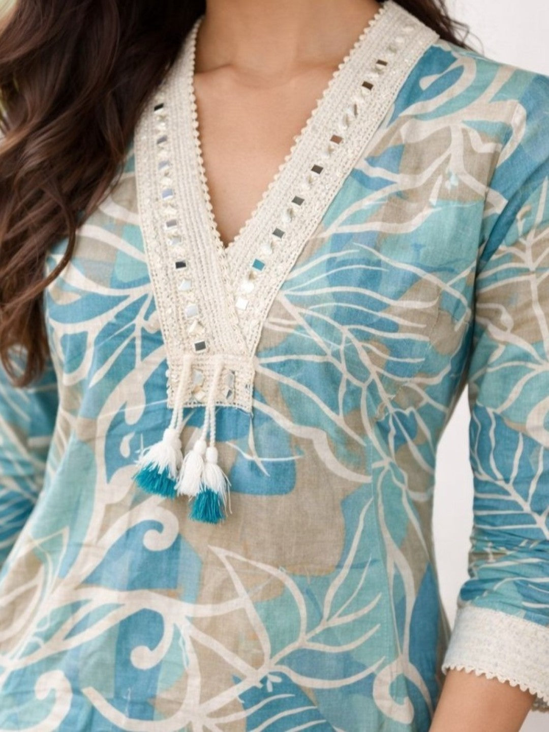 Surbhi sky cotton kurta pant set