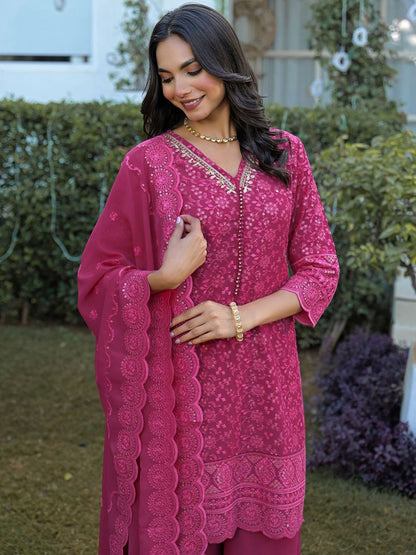 Dhiyona HOP Embroidered Kurta With Sharara & Dupatta