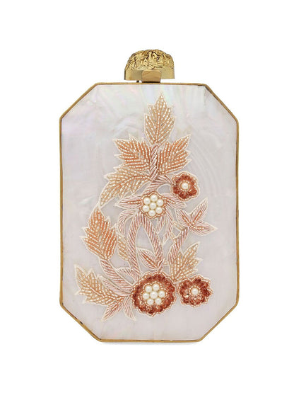 Dhiyona NR Embroidered Pearl Beaded Box Clutch