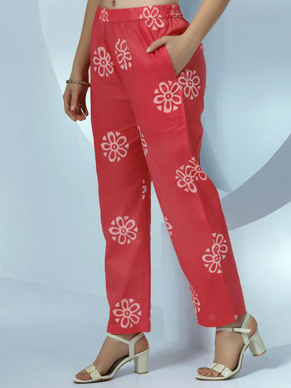 Women's LB Coral Printed Cotton Straight Suit With Dupatta