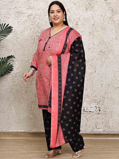 Dhiyona KL Women Plus Size Floral Printed Kurta with Salwar & Dupatta